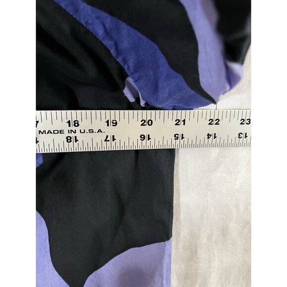 A.n.a Women's Short Sleeve petite Large Black & Purple Print Blouse - Picture 6 of 7